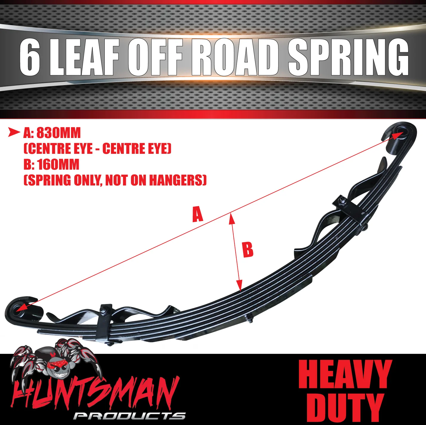 1x 6 Leaf Off Road Trailer Caravan Camper spring 1350Kg (per pair) with Rebound Straps. Shot Peened - Image 2