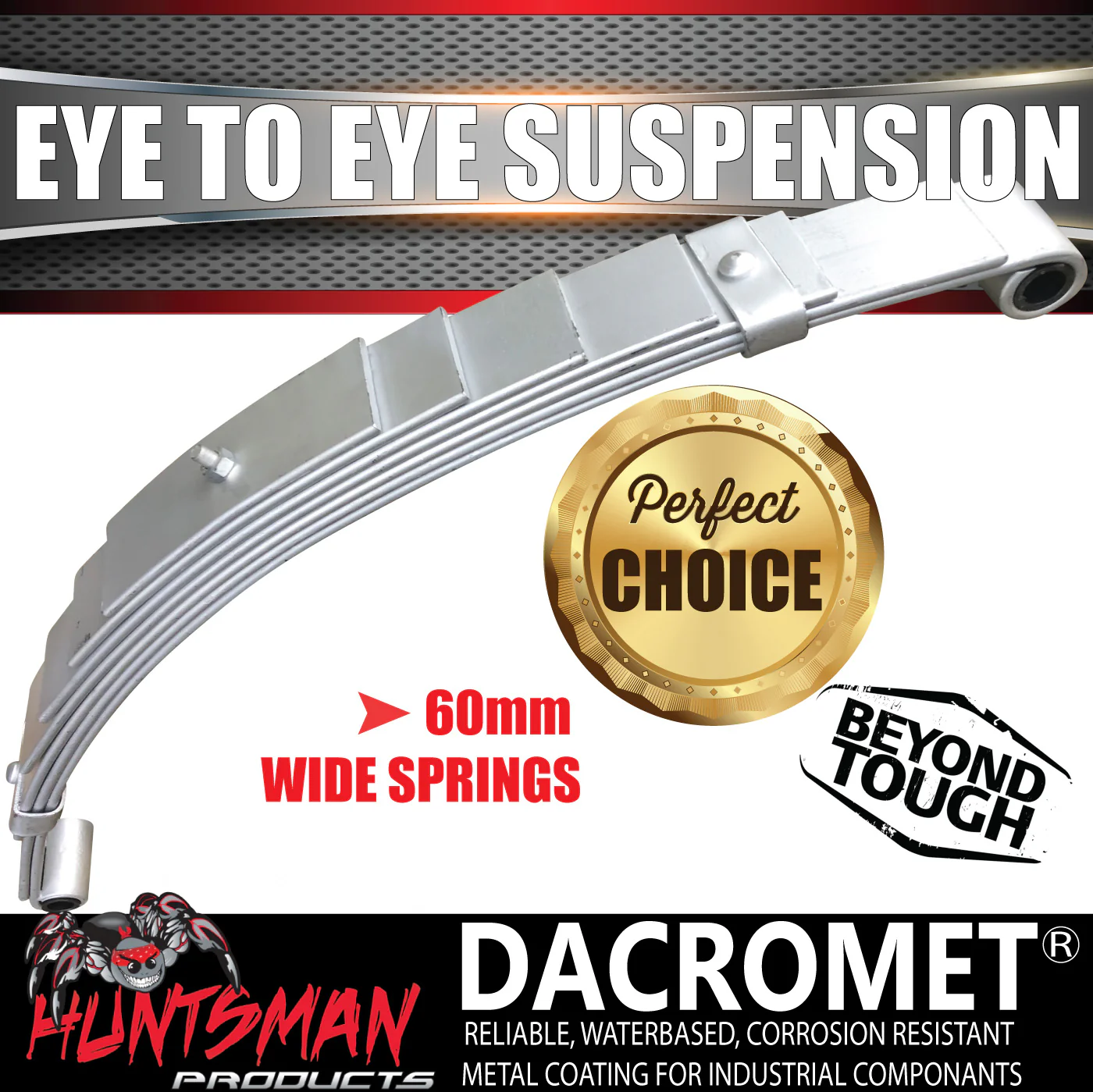 7 Leaf 1600Kg Galvanised Dacromet 60mm Eye to Eye Trailer springs, U Bolt & Hanger Kit - Image 7