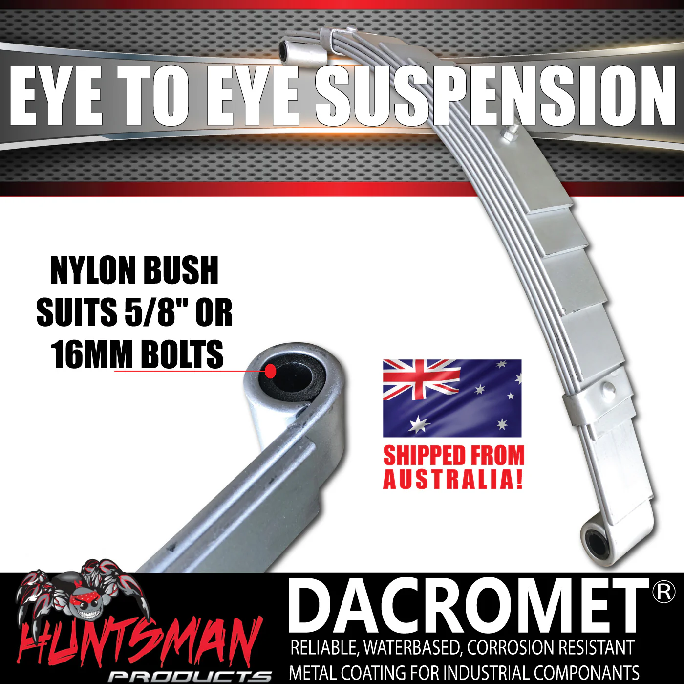 7 Leaf 1600Kg Galvanised Dacromet 60mm Eye to Eye Trailer springs, U Bolt & Hanger Kit - Image 6