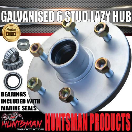 1x Galvanised Dacromet 6 Stud Trailer Caravan Lazy Hub & LM bearing kit. Marine Seal - Image 5
