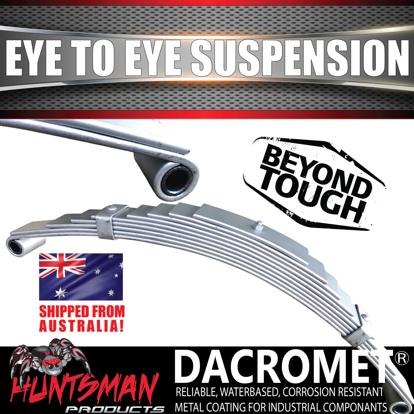 2x Galvanised Dacromet 60mm x 6mm Trailer Caravan 9 Leaf Eye to Eye Springs 2200kg Rated.  Shot Peened. - Image 3