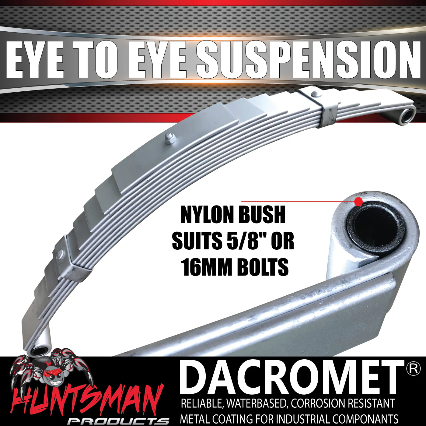 2x Galvanised Dacromet 60mm x 6mm Trailer Caravan 9 Leaf Eye to Eye Springs 2200kg Rated.  Shot Peened. - Image 5