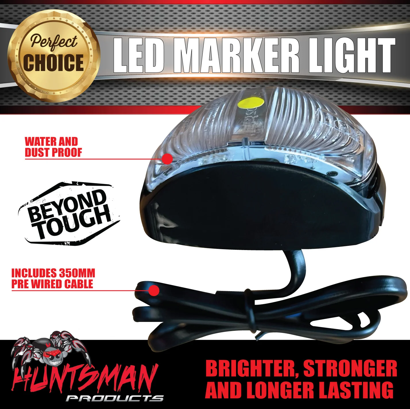 1x Huntsman Side Amber Clearance Indicator Marker LED Truck Trailer Light lamp 10-30 Volt - Image 3