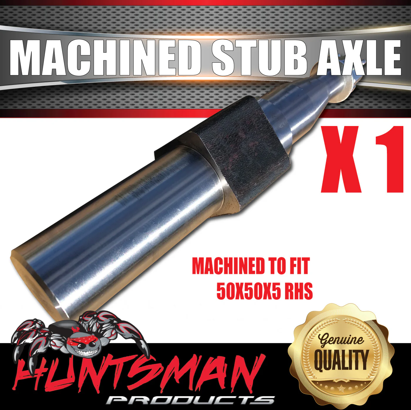 1x Machined Trailer S/L Stub Axle 45x250mm To Sleeve Into 50mm x50mm x5mm RHS - Image 3