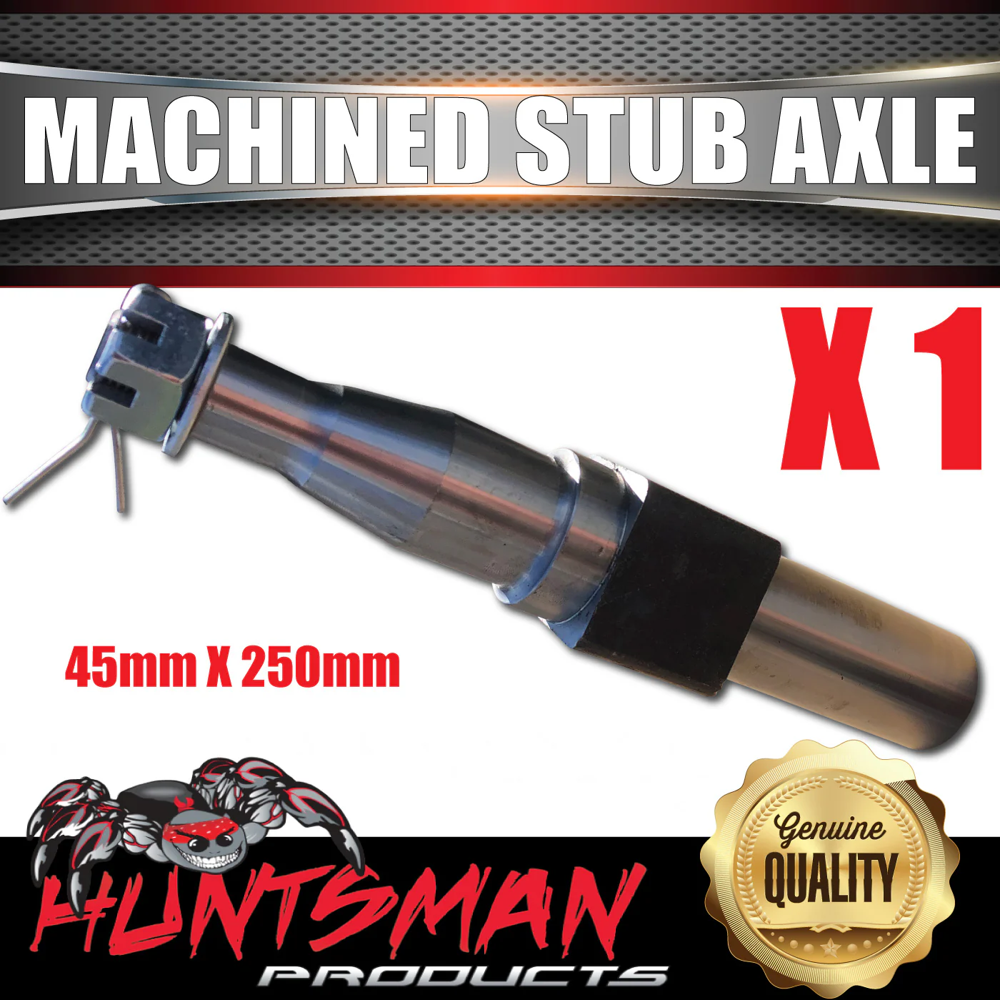 1x Machined Trailer S/L Stub Axle 45x250mm To Sleeve Into 50mm x50mm x5mm RHS - Image 4