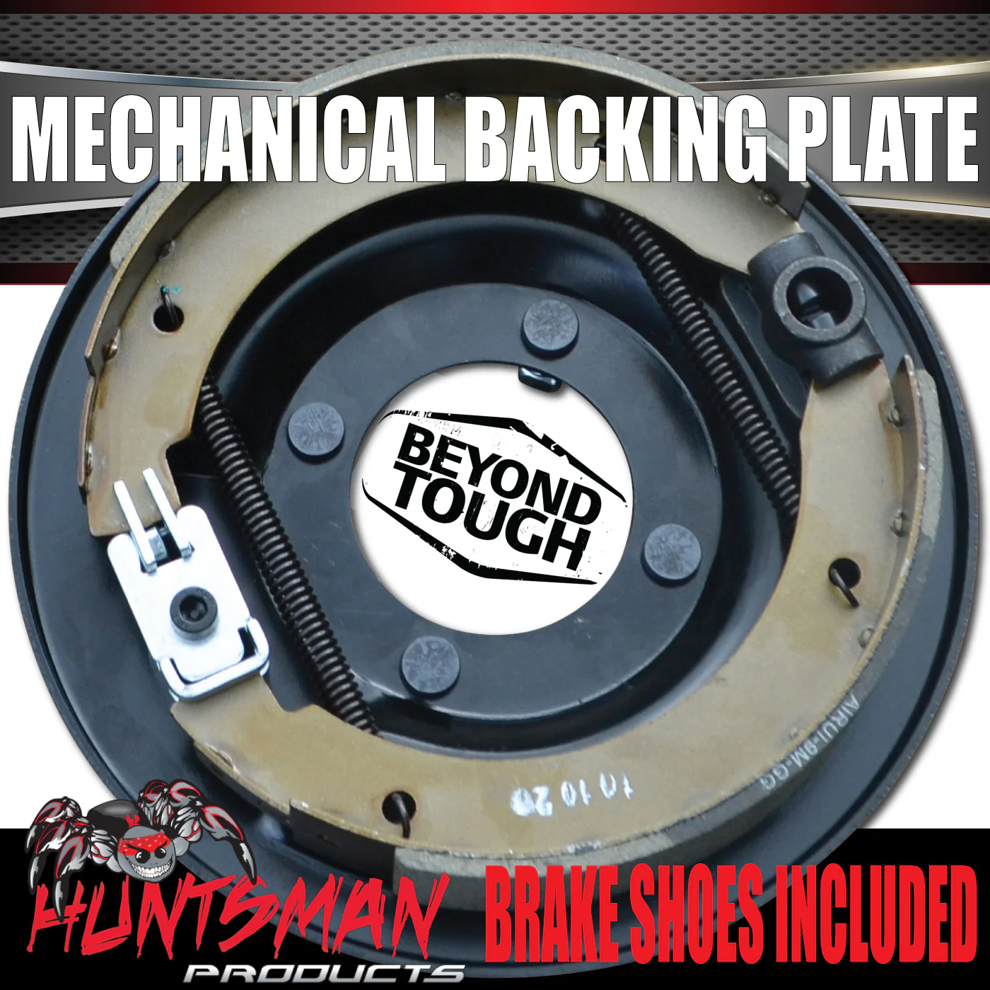 1x LHS Passenger Side 9" Mechanical Drum Trailer Backing Plate With Brake Shoes - Image 2