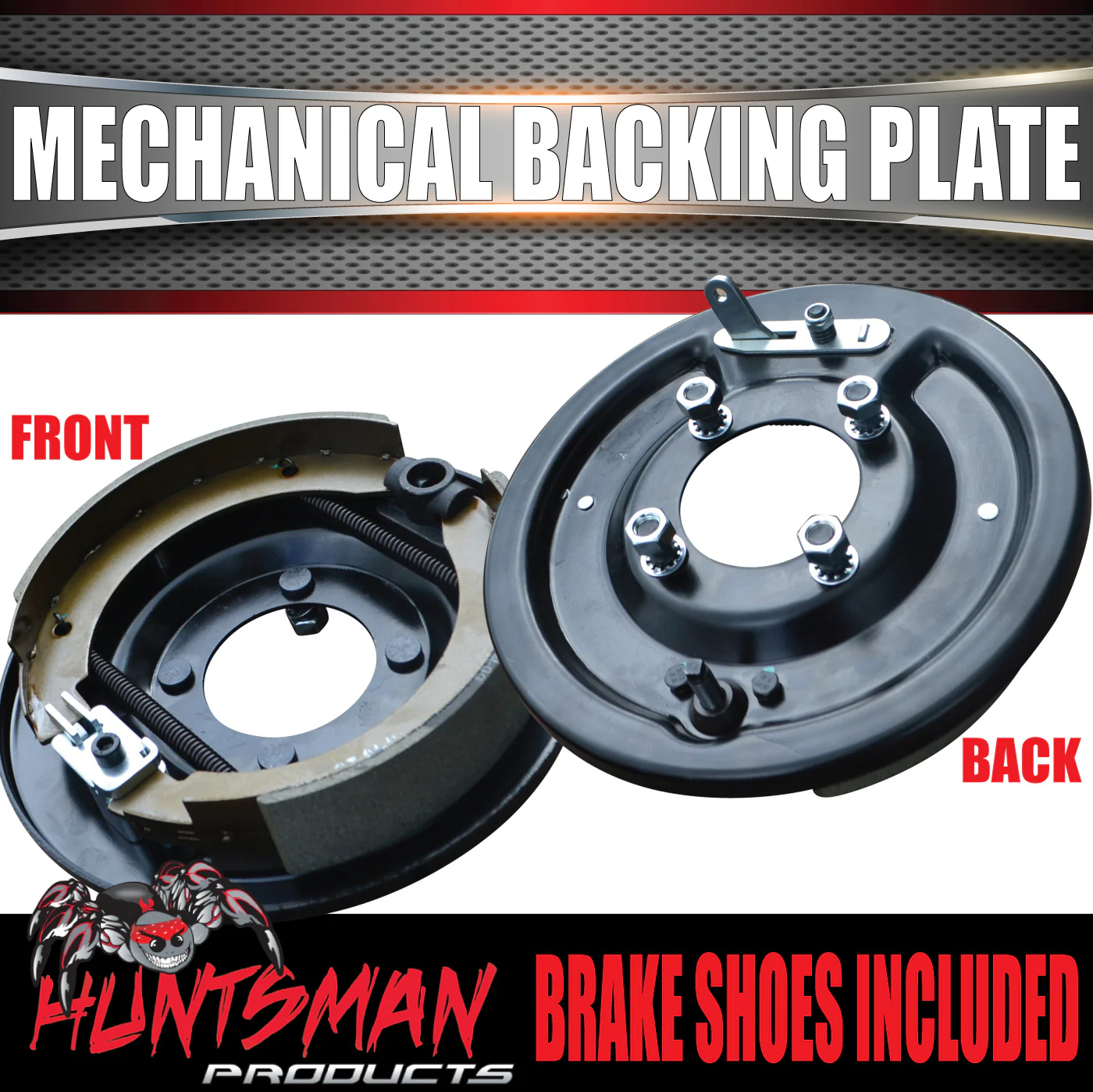 1x LHS Passenger Side 9" Mechanical Drum Trailer Backing Plate With Brake Shoes - Image 3
