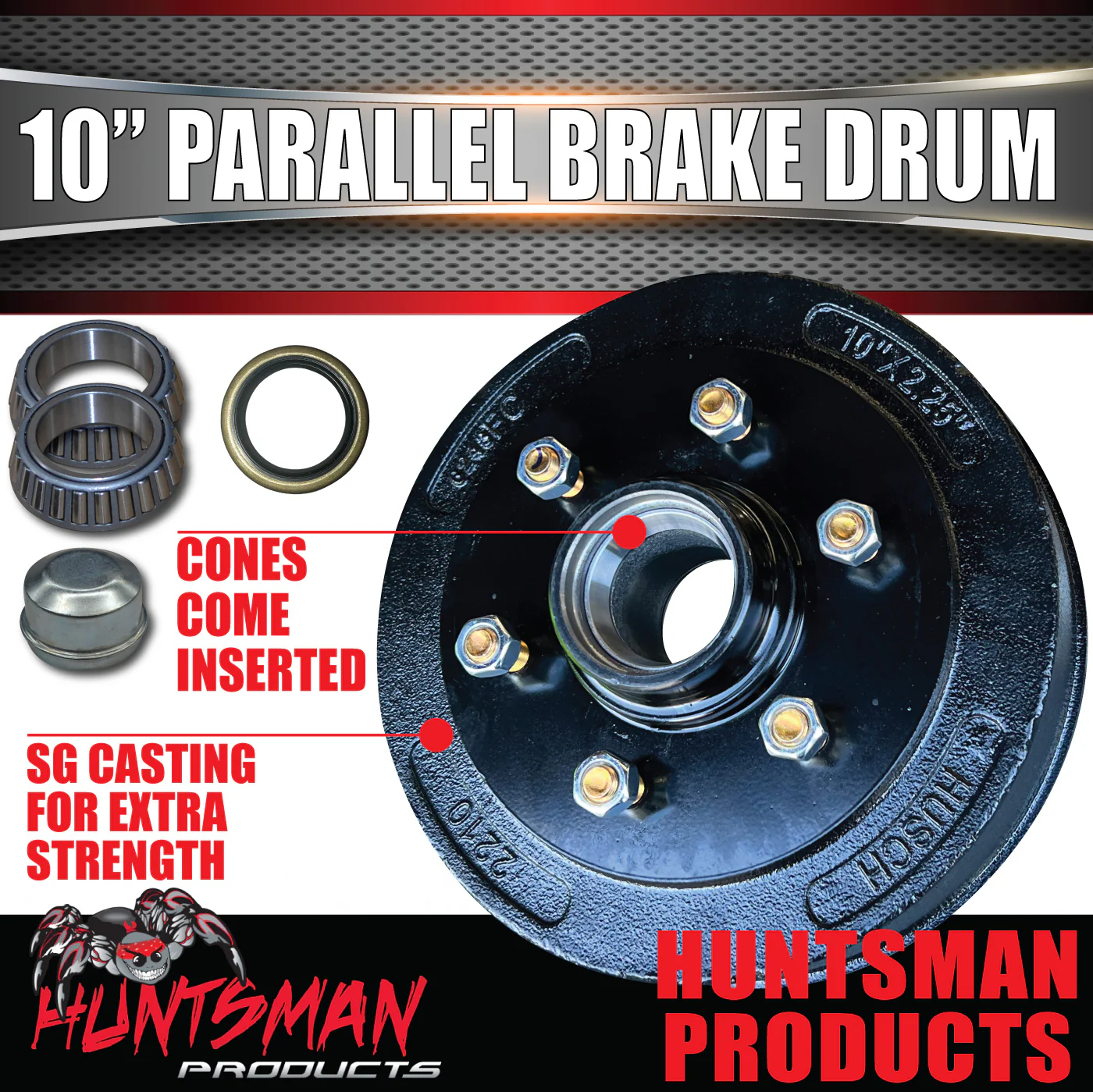 1X Trailer Caravan 10" Drum 6 Stud Landcruiser Pattern Parallel Bearings L68149 - Image 2