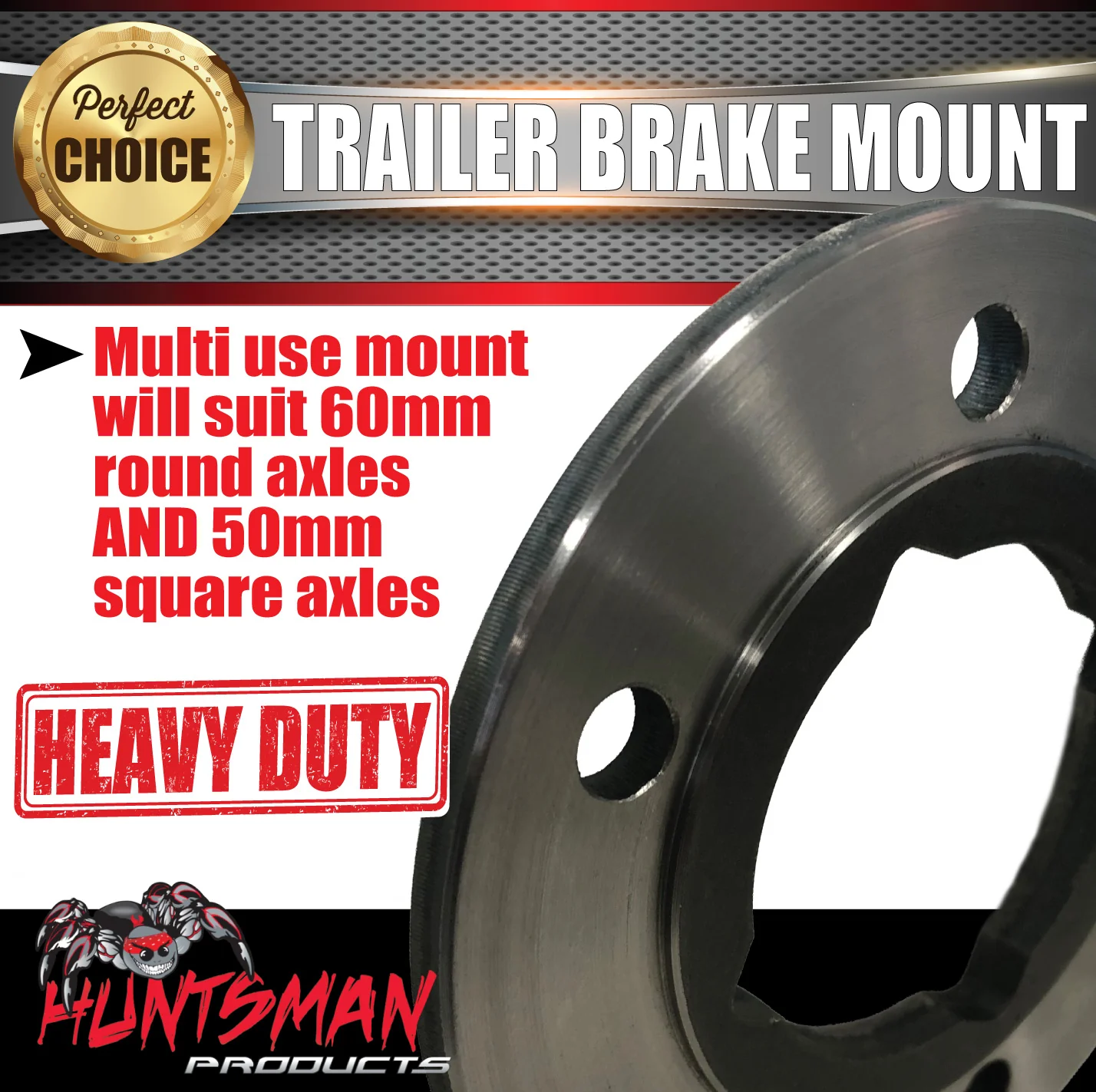 1x Weld Trailer Brake Mount For 12" Electric Brakes For 65mm Round or 50mm Square Axles - Image 3