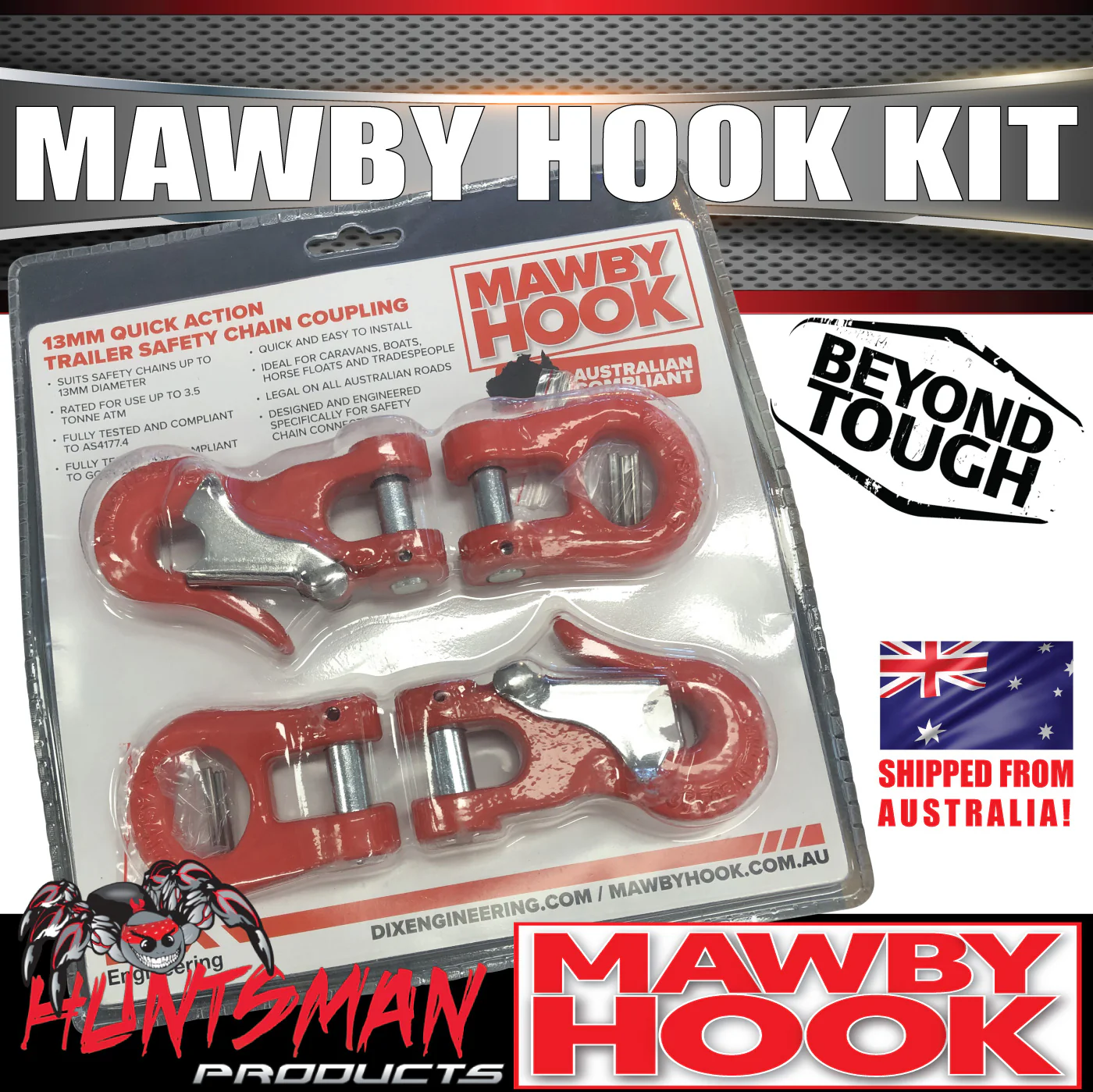 2 x 13mm 3500Kg ATM Mawby Hook Trailer Safety Chain Coupling AS4177.4 - Image 2
