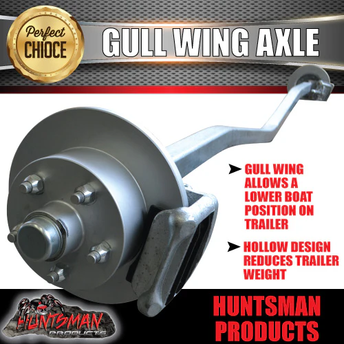 2000Kg Galvanised 12" Mechanical Disc Gullwing Boat Trailer Axle - Image 3