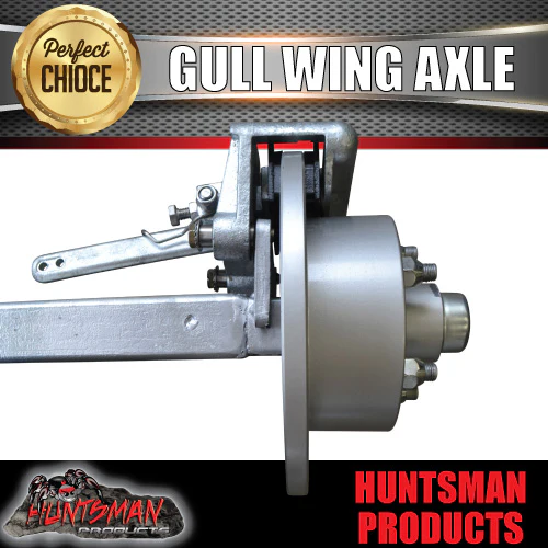 2000Kg Galvanised 12" Mechanical Disc Gullwing Boat Trailer Axle - Image 4