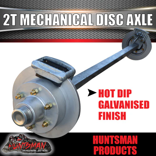 2000KG Galvanised Mechanical Disc Braked Trailer Axle. 5 or 6 Stud l/C Pattern - Image 3