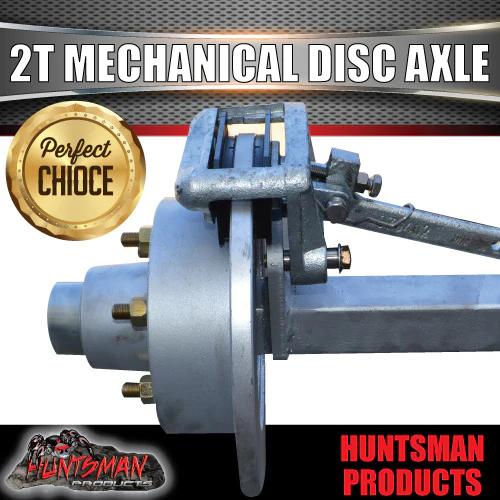 2000KG Galvanised Mechanical Disc Braked Trailer Axle. 5 or 6 Stud l/C Pattern - Image 4