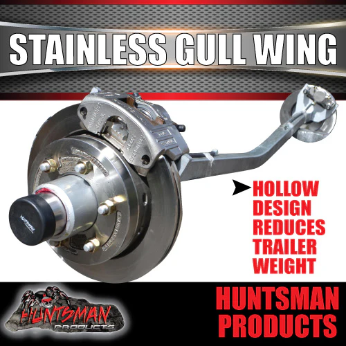 2000Kg Galvanised Stainless Calipers & Hydraulic Disc Gullwing Boat Trailer Axle. L/C PATTERN - Image 3