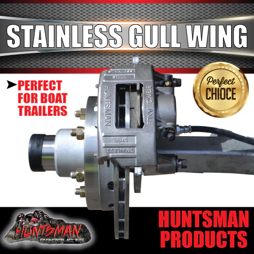 2000Kg Galvanised Stainless Calipers & Hydraulic Disc Gullwing Boat Trailer Axle. L/C PATTERN - Image 4