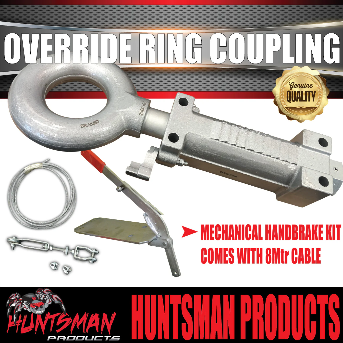 2000kg Trailer Caravan Mechanical Override Ring Coupling Hitch Suit Pintle Hook. CTA Approved - Image 2