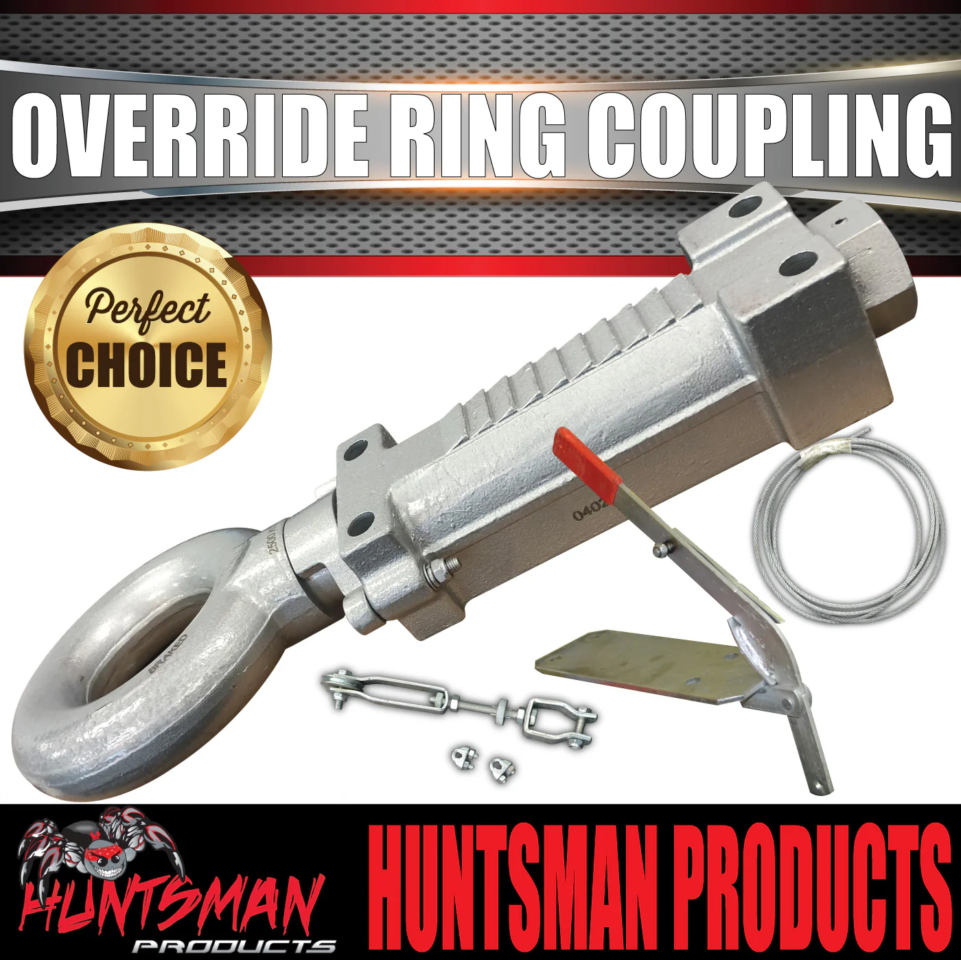 2000kg Trailer Caravan Mechanical Override Ring Coupling Hitch Suit Pintle Hook. CTA Approved - Image 3