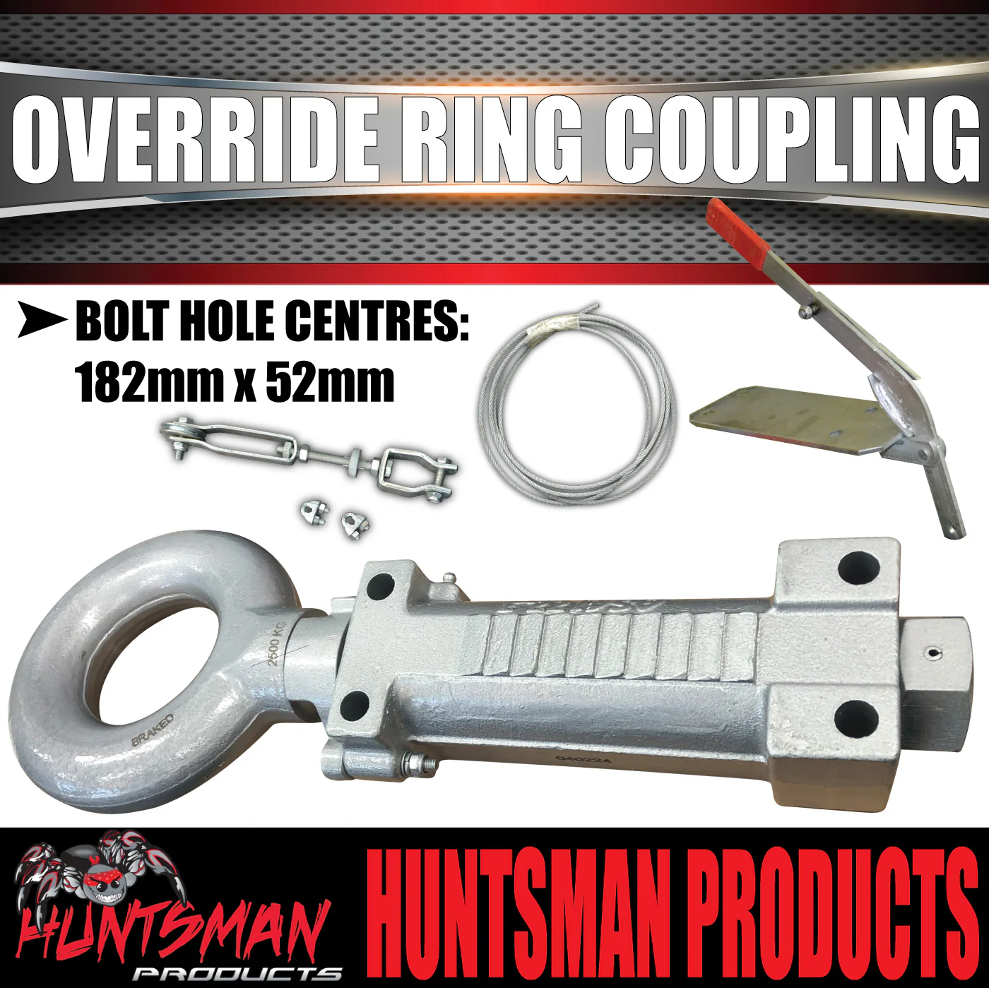 2000kg Trailer Caravan Mechanical Override Ring Coupling Hitch Suit Pintle Hook. CTA Approved - Image 4