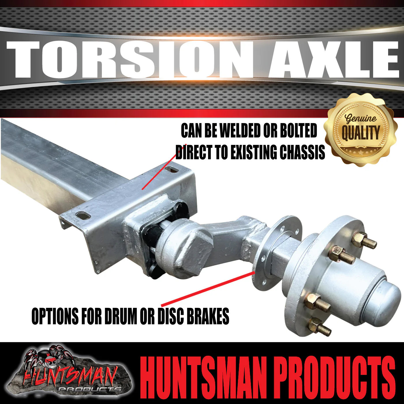 2000Kg Trailer Caravan Torsion Bar Lazy Axle. Independent Suspension L/C Pattern. - Image 3