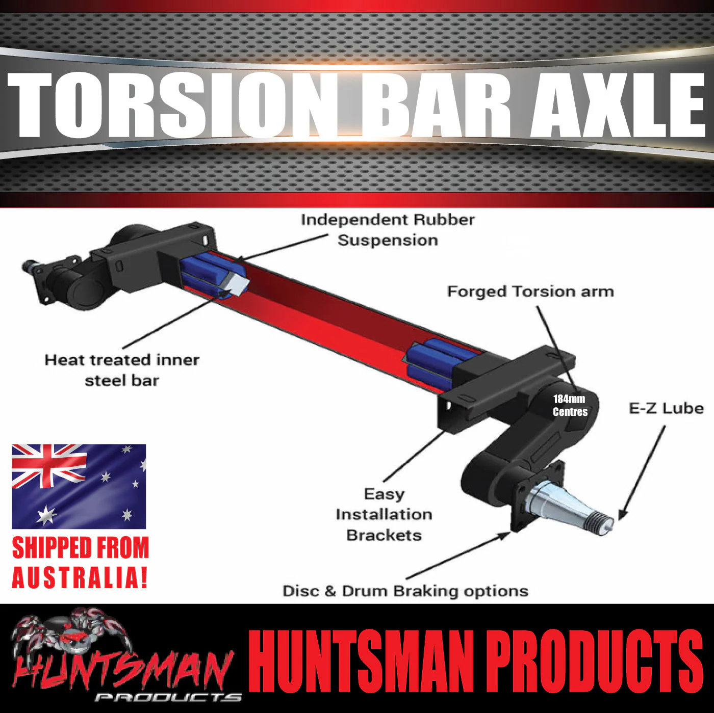 2000Kg Trailer Caravan Torsion Bar Lazy Axle. Independent Suspension L/C Pattern. - Image 5
