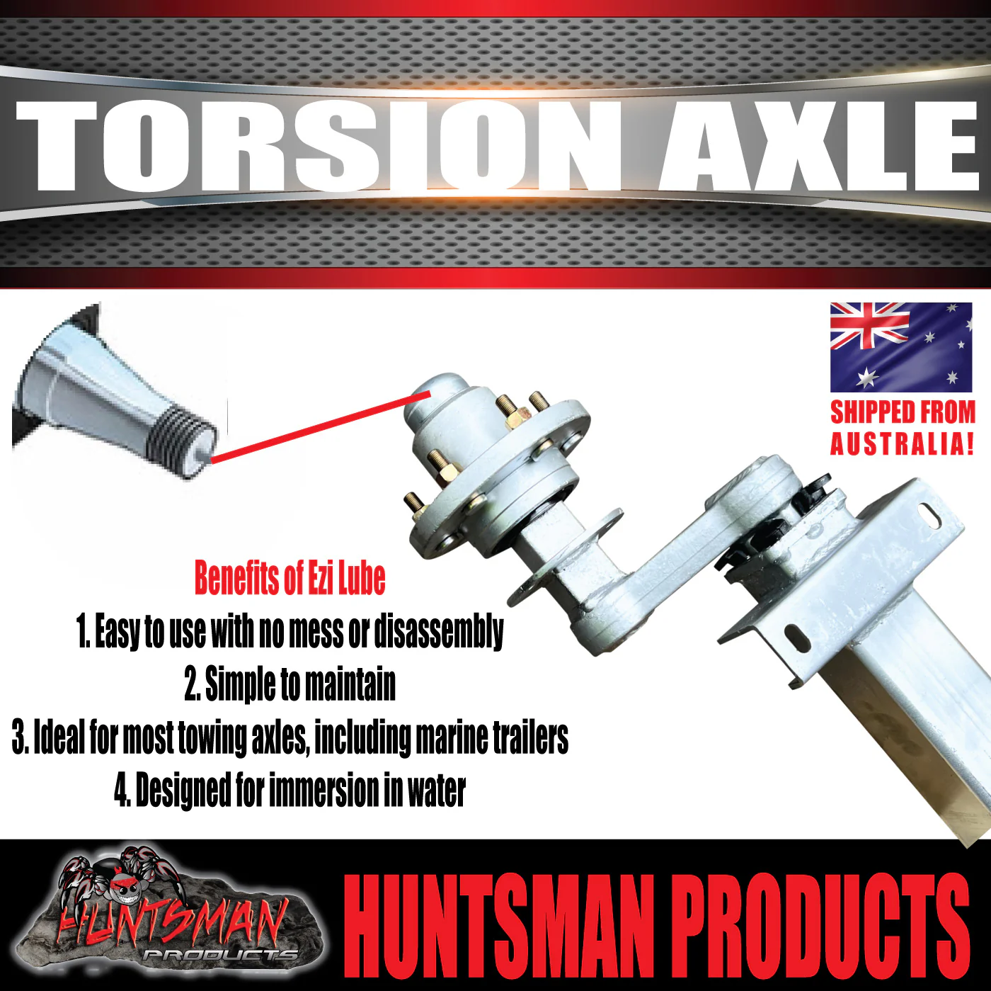 2000Kg Trailer Caravan Torsion Bar Lazy Axle. Independent Suspension L/C Pattern. - Image 6