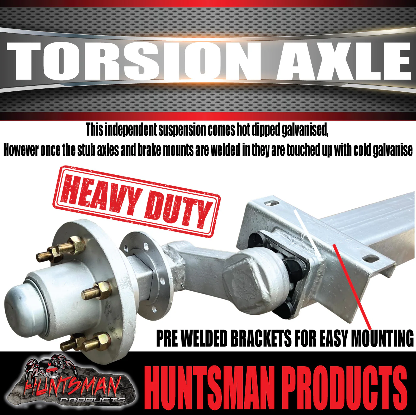 2000Kg Trailer Caravan Torsion Bar Lazy Axle. Independent Suspension L/C Pattern. - Image 7