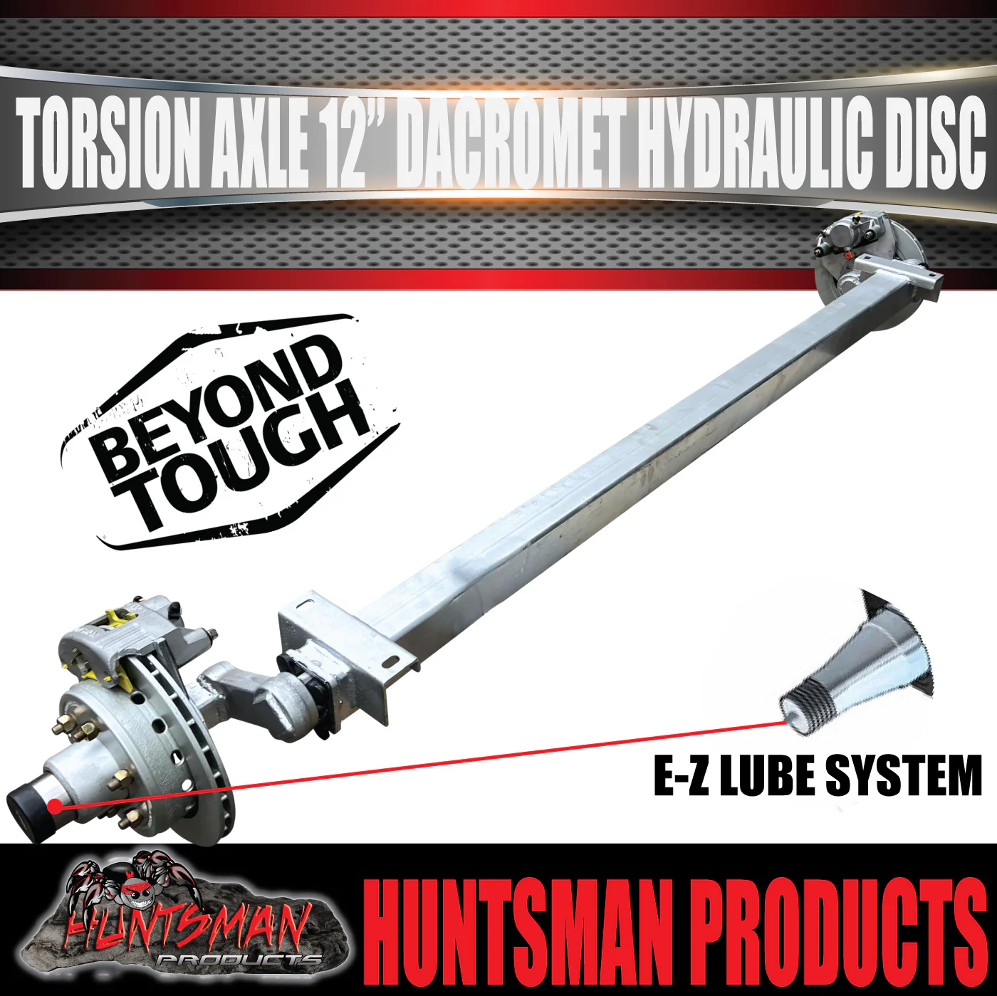 2000Kg Trailer Caravan Ventilated Hydraulic Disc Torsion Bar Axle. L/C Pattern. - Image 2