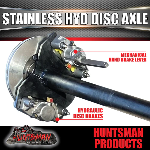 2720kg Trailer Caravan 65mm Round Stainless Hydraulic Disc Axle & Parkbrake Levers - Image 5