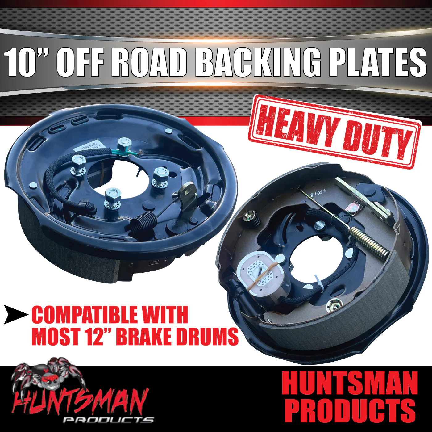2x 10" Off Road Trailer Caravan Electric Brake Backing Plates With Park Lever - Image 6