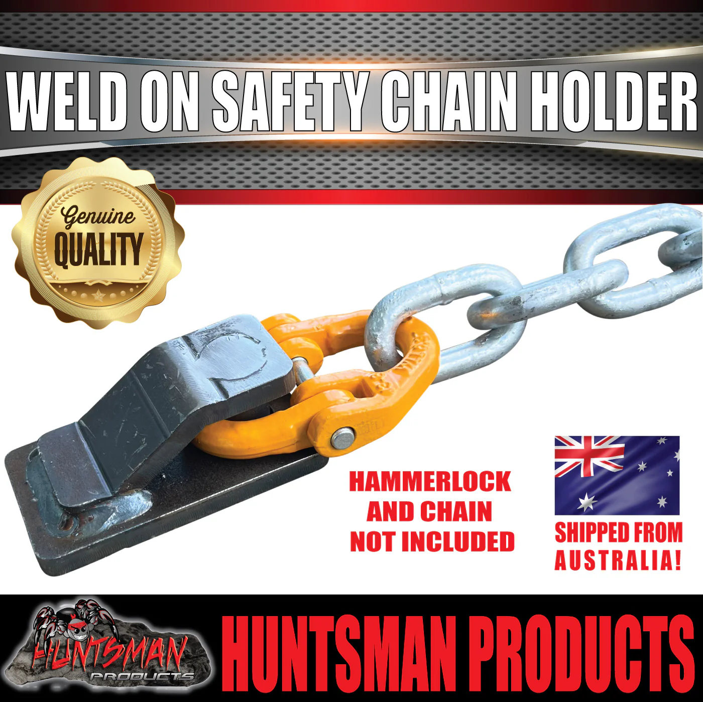 2x 10mm Trailer Caravan Weld Safety Chain Holder Cam Lock Base Suit Hammerlocks - Image 7