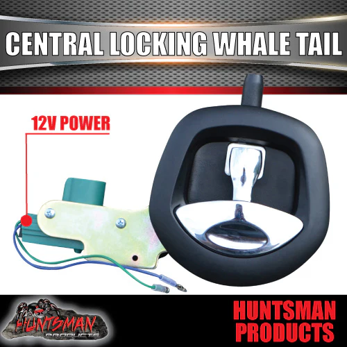 2x 12 Volt Power Operated Black Whale Tail T Handle Folding Lock - Image 2