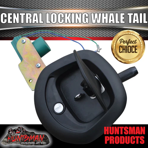 2X 12 Volt Power Operated Black Whale Tail T Handle Folding Lock. Black handle - Image 3