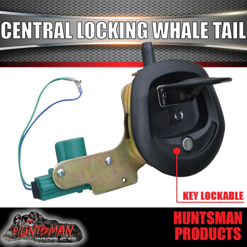 2X 12 Volt Power Operated Black Whale Tail T Handle Folding Lock. Black handle - Image 4