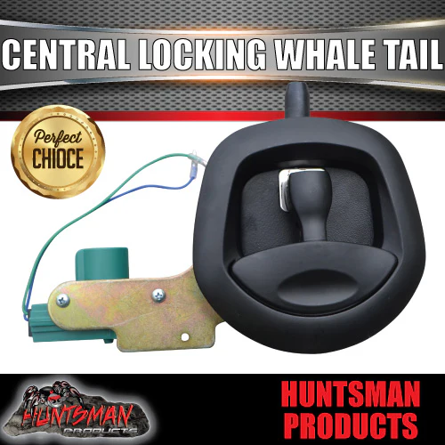 2X 12 Volt Power Operated Black Whale Tail T Handle Folding Lock. Black handle - Image 6