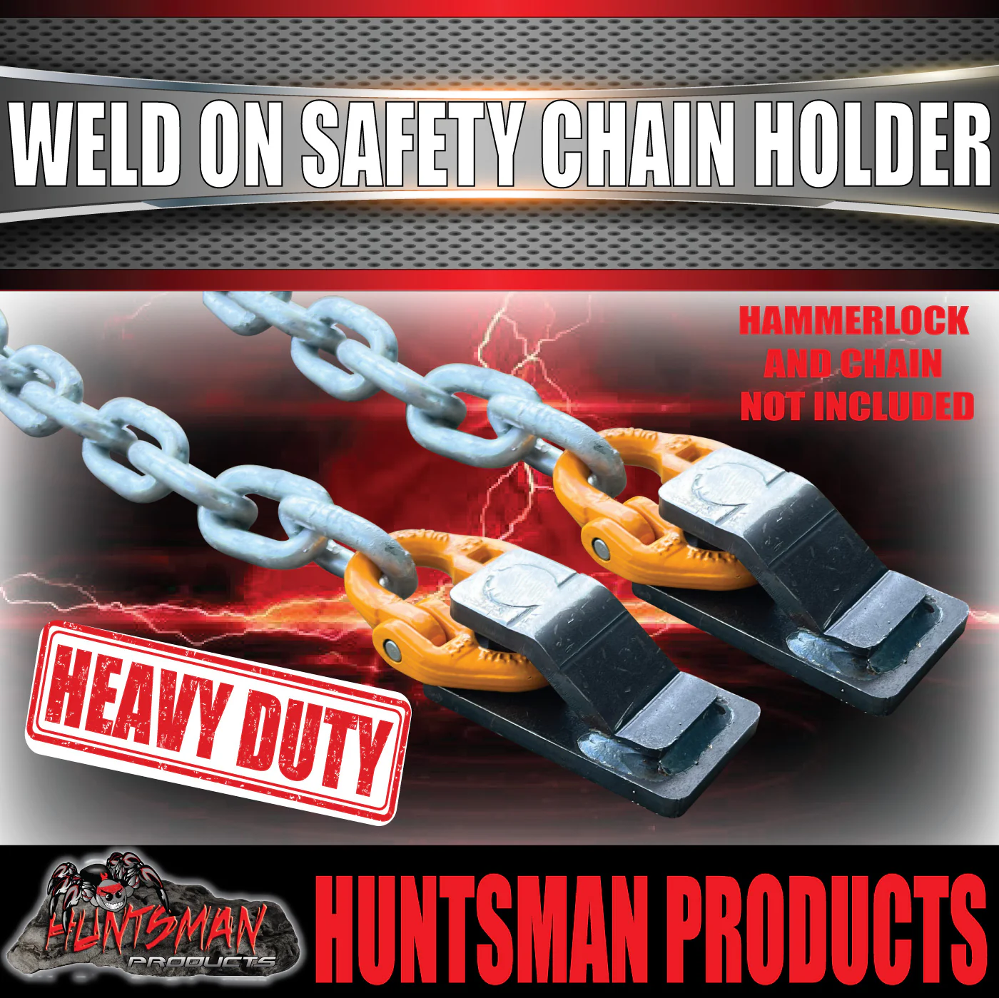 2x 13mm Trailer Caravan Weld Safety Chain Holder Cam Lock Base Suit Hammerlocks - Image 2