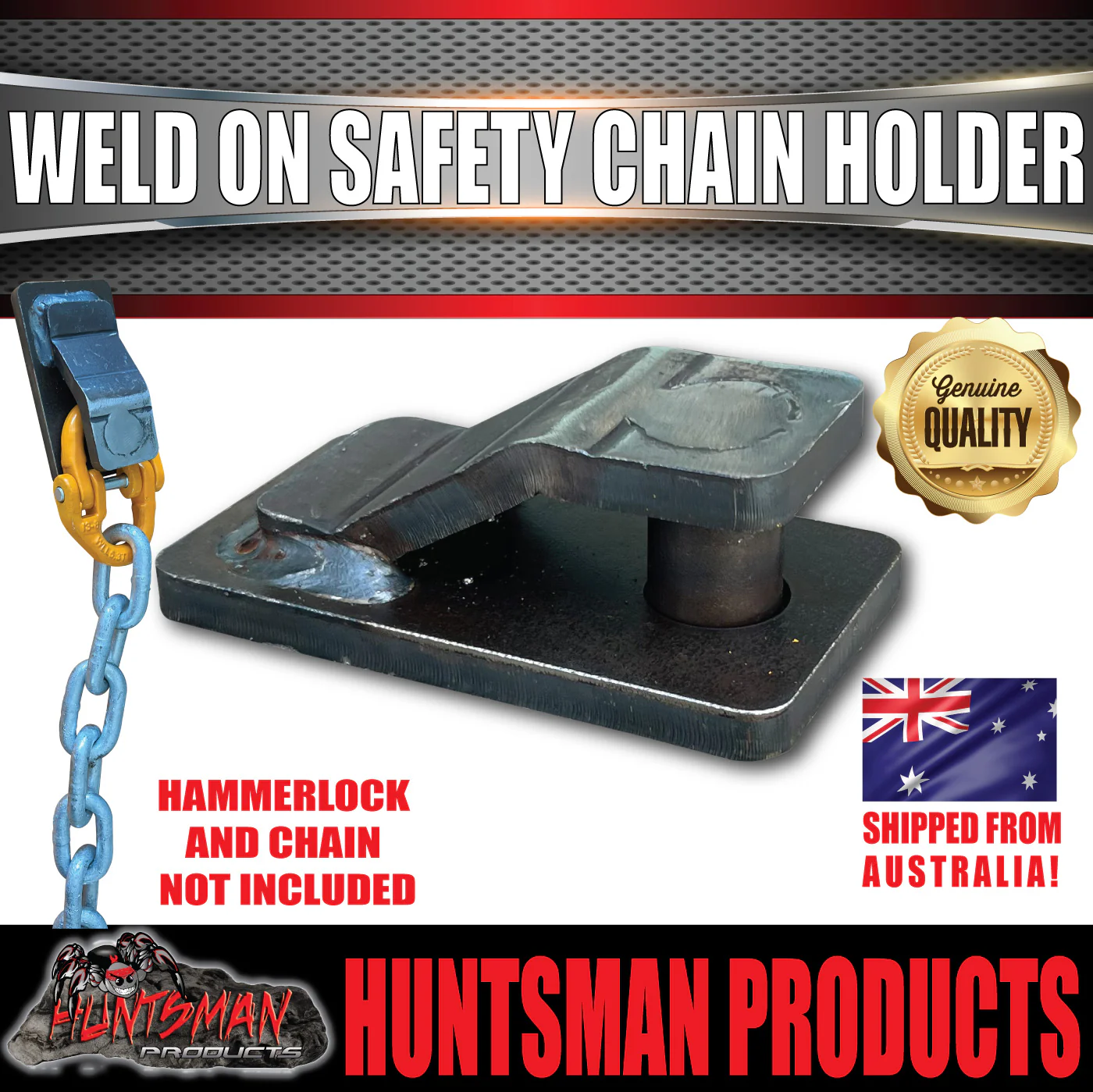 2x 13mm Trailer Caravan Weld Safety Chain Holder Cam Lock Base Suit Hammerlocks - Image 8