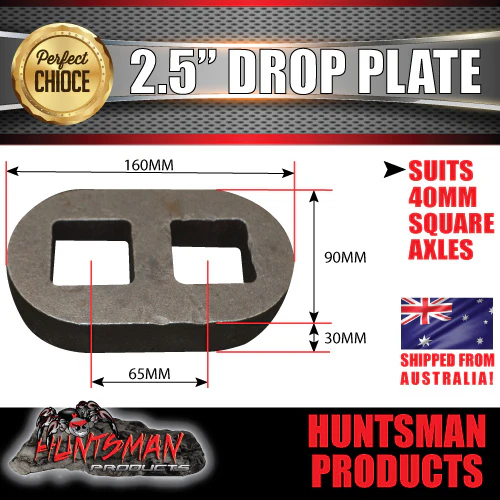 2x 2.5" Drop axle plates suits 40mm square trailer Caravan axle. 30mm thick - Image 2