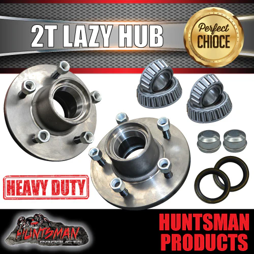 2X 2000Kg 5 Stud Landcruiser Stud Pattern Trailer Hubs & 50mm Stub Axles 5/150 pcd - Image 2