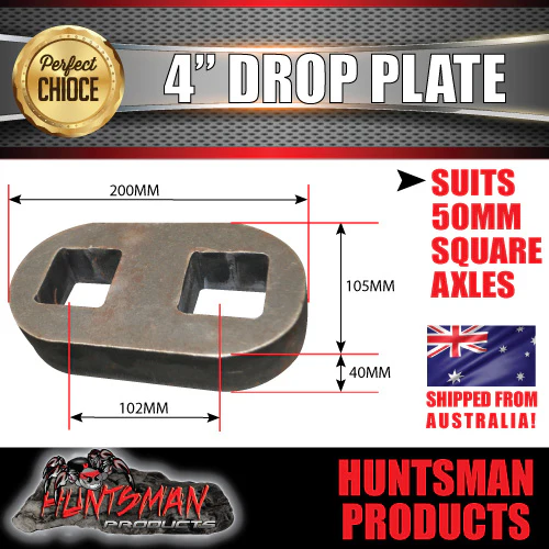 2X 4" Drop axle plates suits 50mm square trailer Caravan axle. 40mm thick - Image 3