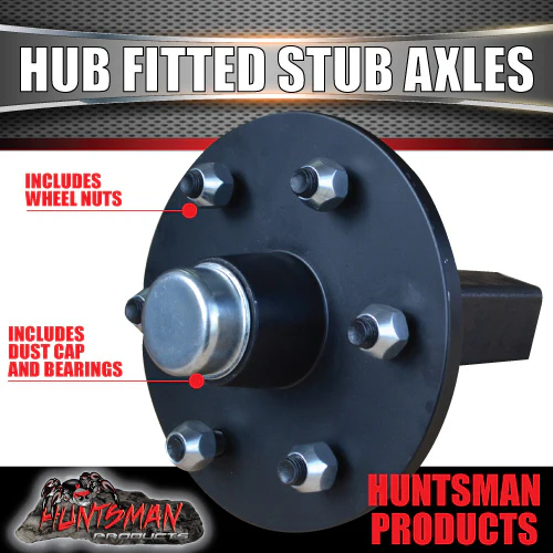 2X 5 or 6 Stud Suit Landcruiser 2000Kg Trailer Hubs Fitted Stub Axles - Image 2