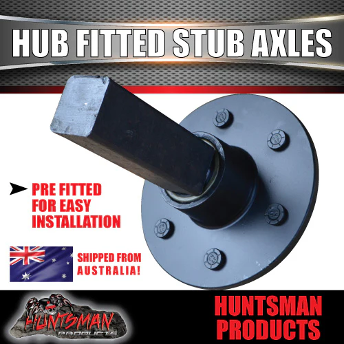 2X 6 Stud Landcruiser Stud Pattern 2 Tonne Trailer Hubs With Fitted Stub Axles. 2000kg Bearings - Image 2