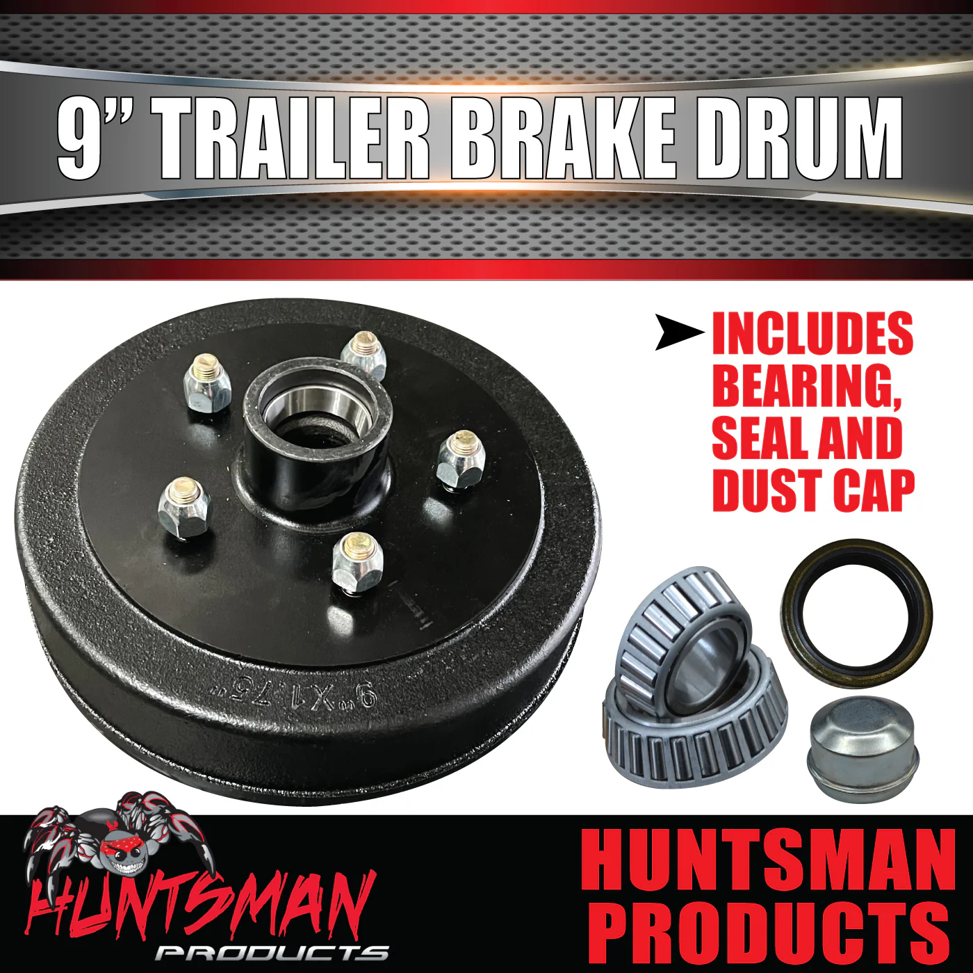 2X 9" 5 Stud Trailer Brake Drums 5 Stud Landcruiser & LM Bearings - Image 6