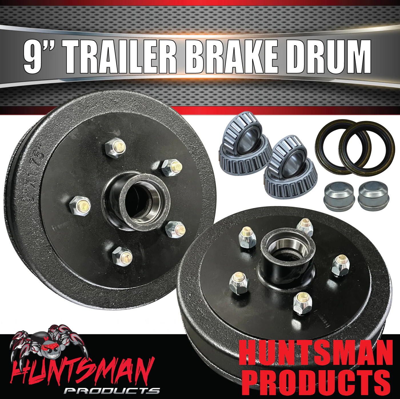2X 9" Holden HT Trailer Caravan Brake Drums & Slimline Bearings - Image 3