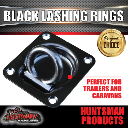 2X Black E coated Lashing Rings Tie Down Anchor Points 100mm x 95mm For Ute Trailer Truck - Image 3