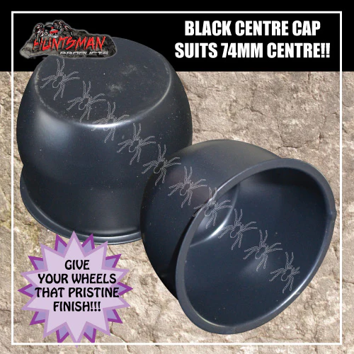 2x Black Trailer Caravan Wheel Caps To Suit HT Holden Rims With 75mm Centre Bore - Image 3