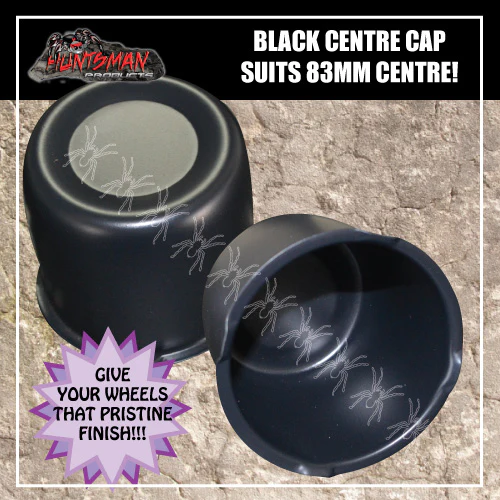 2x Black Trailer Caravan Wheel Rim Caps To Fit Ford & HQ 83mm-86mm Rim Centres - Image 3