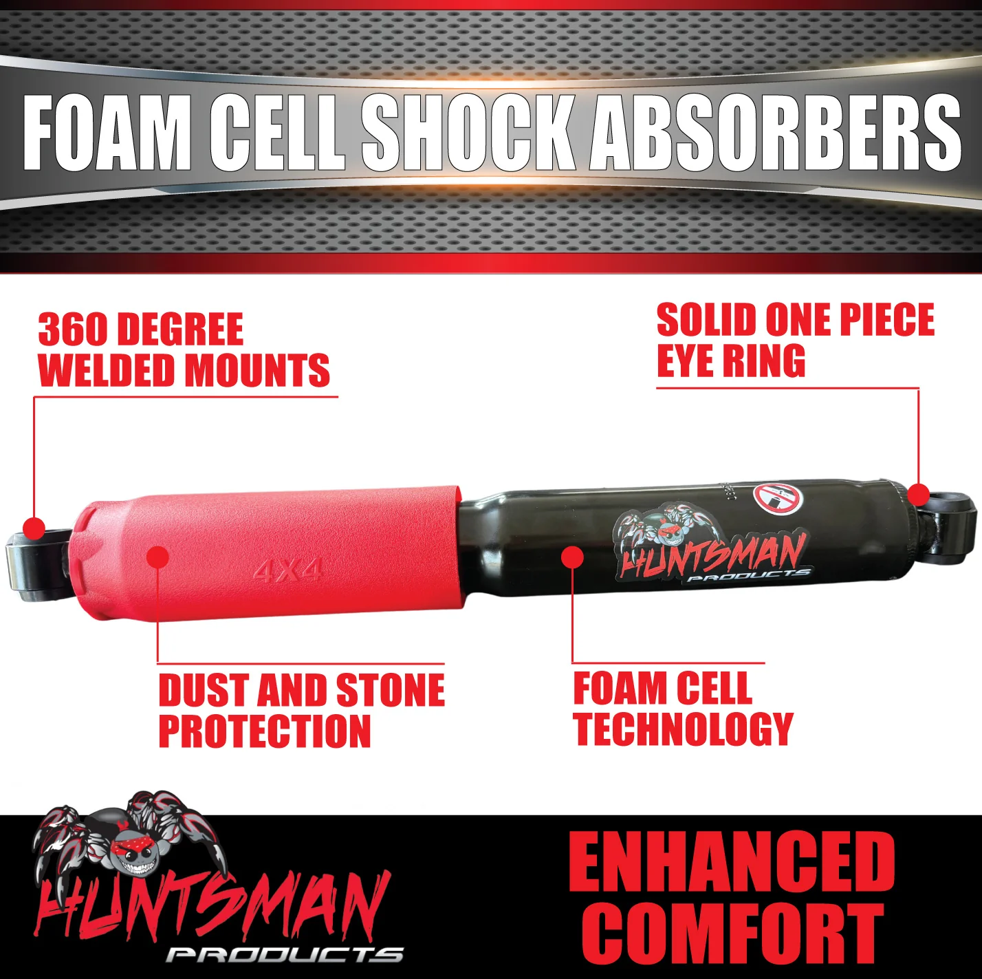 2x Huntsman Products Foam Cell Independent Suspension Replacement Shock Absorbers - Image 5