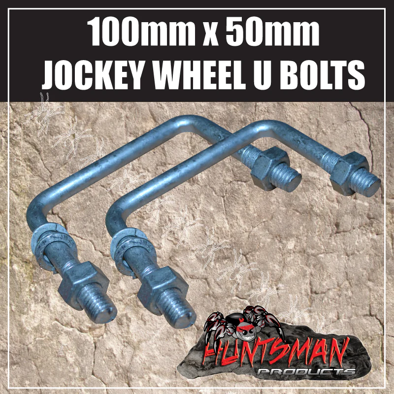 2X JOCKEY WHEEL U BOLTS TO SUIT 100MM X 50MM SQUARE DRAW BAR. - Image 2