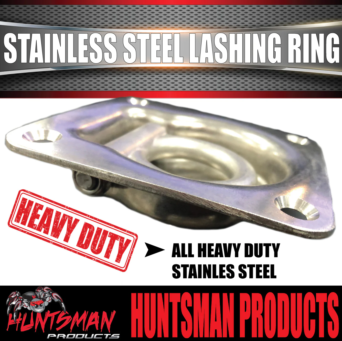 x1 Stainless Steel Lashing Ring Tie Down Point. 95mm x 102mm. Anchor For Trailer Utes - Image 3